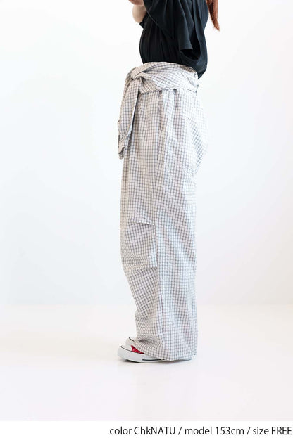 Check Waist Wrap Jogger Pants