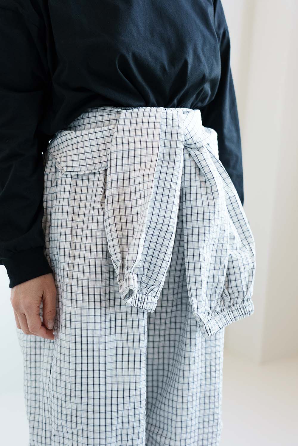 Check Waist Wrap Jogger Pants