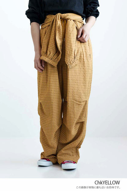 Check Waist Wrap Jogger Pants
