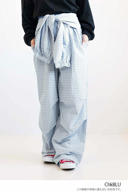 Check Waist Wrap Jogger Pants