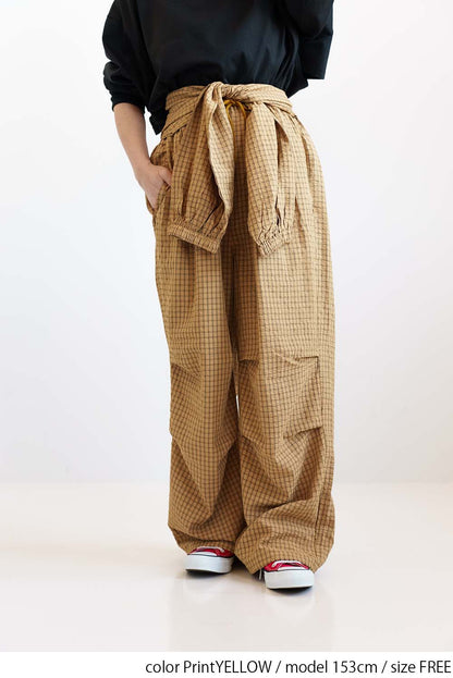 Check Waist Wrap Jogger Pants