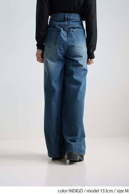 [SALE] Denim Tuck Wide Pants