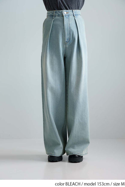 [SALE] Denim Tuck Wide Pants