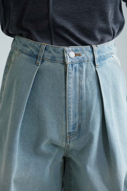 [SALE] Denim Tuck Wide Pants