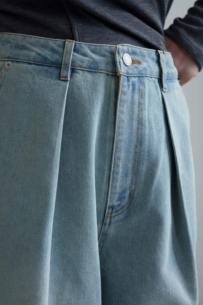 [SALE] Denim Tuck Wide Pants