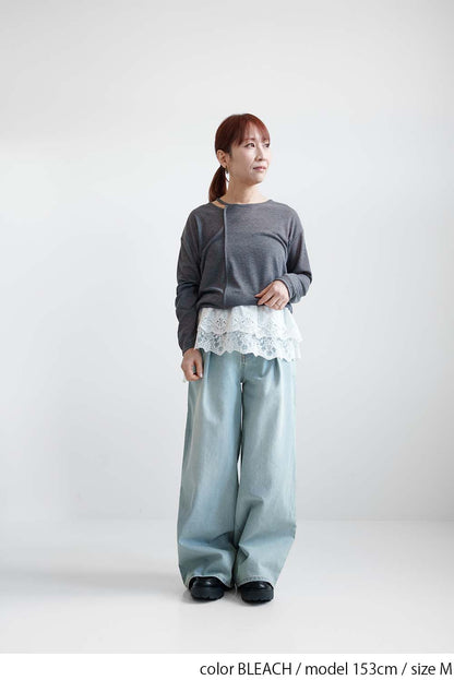 [SALE] Denim Tuck Wide Pants