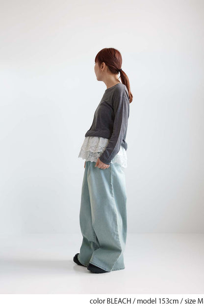 [SALE] Denim Tuck Wide Pants