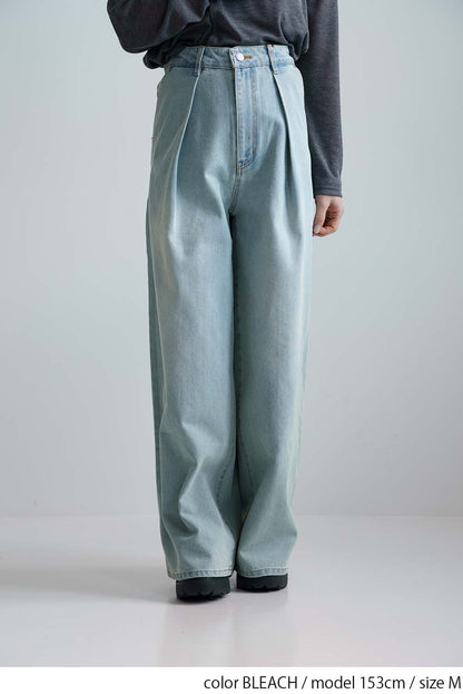 [SALE] Denim Tuck Wide Pants