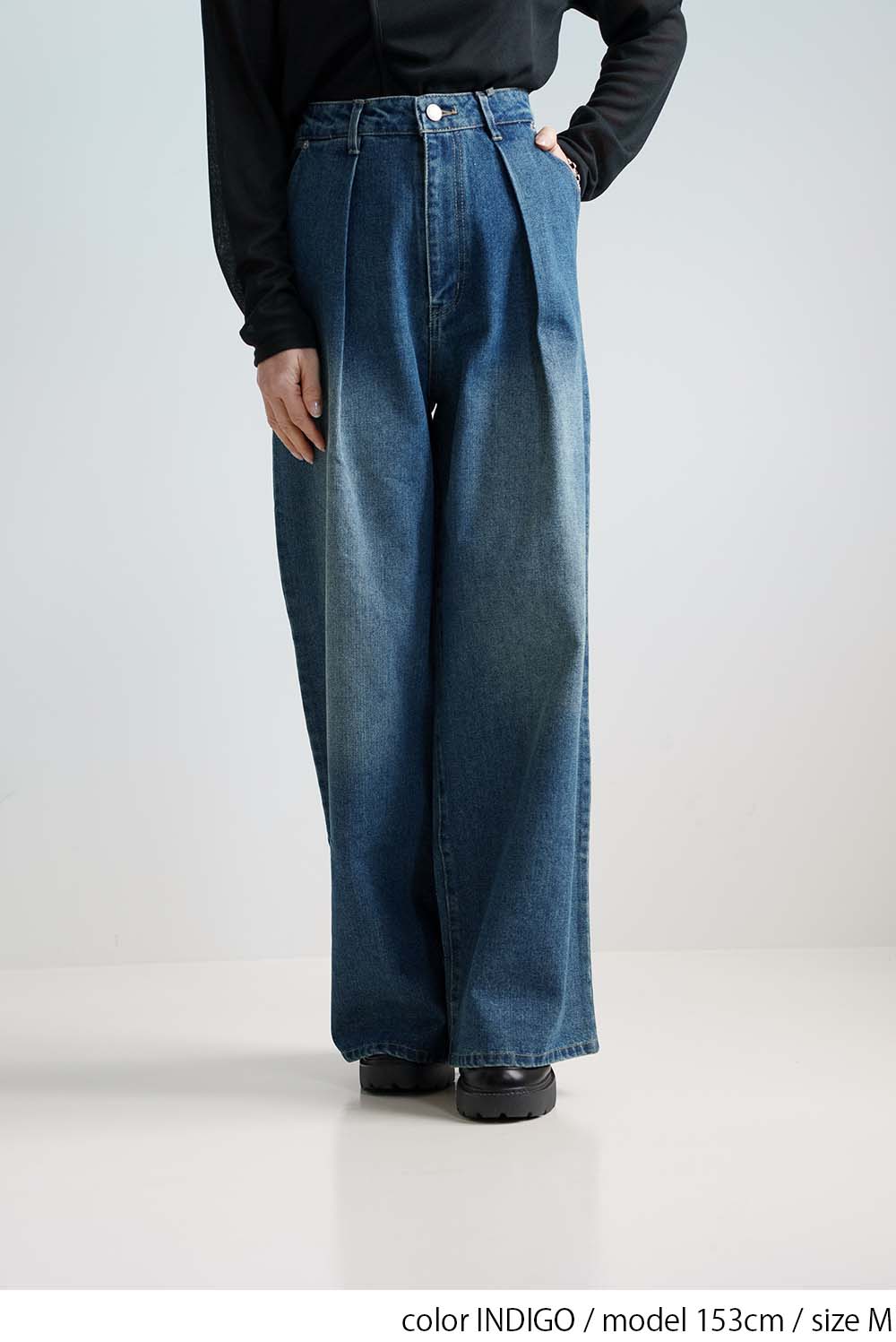 [SALE] Denim Tuck Wide Pants