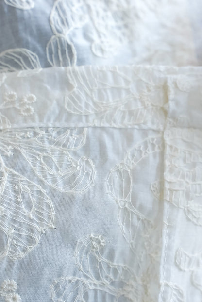 刺繍シアーオープンカラー長袖シャツ
