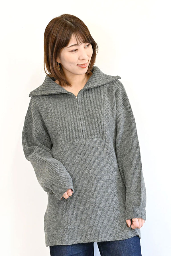≪SALE≫ Half Zip Cable Tunic