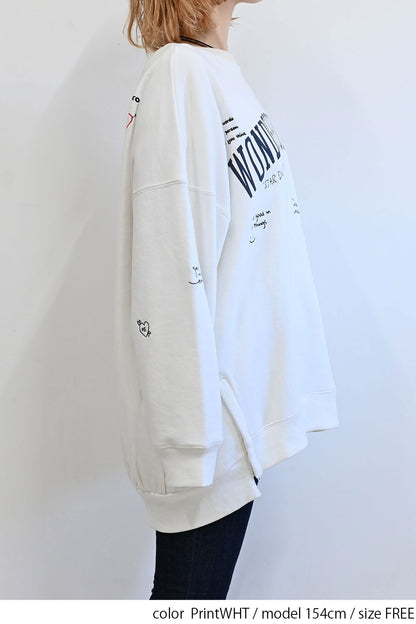 カレッジ色々刺繍ジップ付プルオーバー