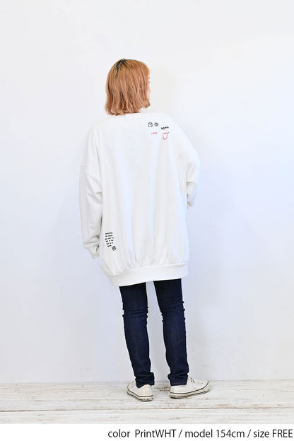 カレッジ色々刺繍ジップ付プルオーバー