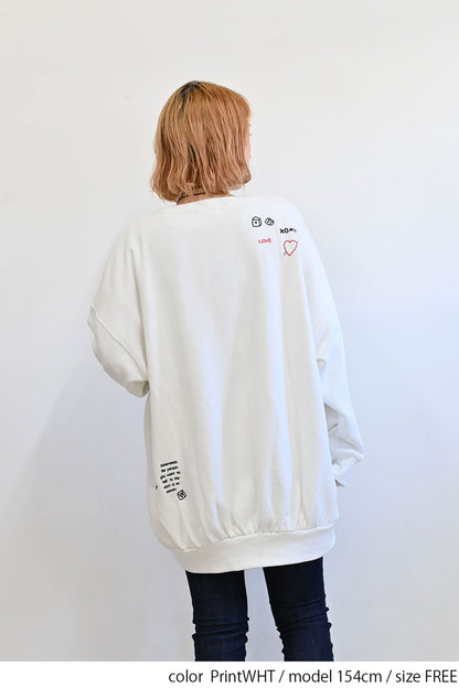 カレッジ色々刺繍ジップ付プルオーバー