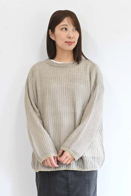 透かし編みラメ配色チュニック