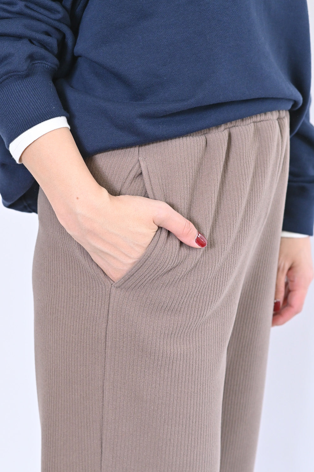 裏起毛リブワイドパンツ