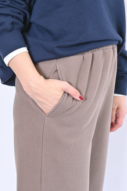 裏起毛リブワイドパンツ