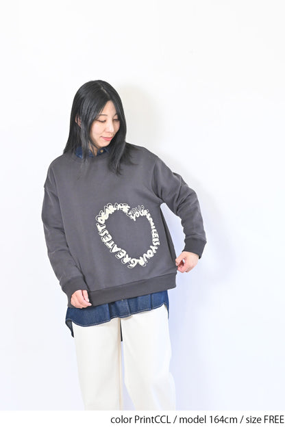 Dear me ハート相良刺繍裏起毛チュニック
