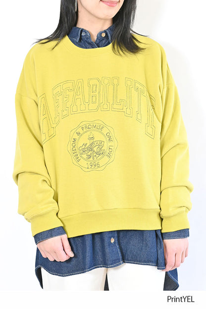 AFFABILITYカレッジ刺繍プルオーバー