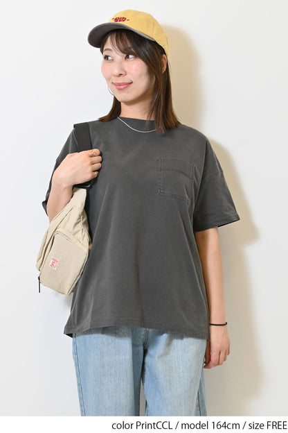 ポケ付きピグメントプリントT