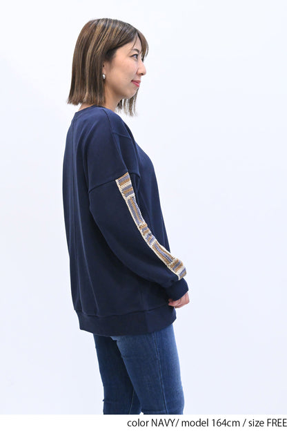 ≪SALE≫ Loose Tunic with Crochet Sleeve Fleece