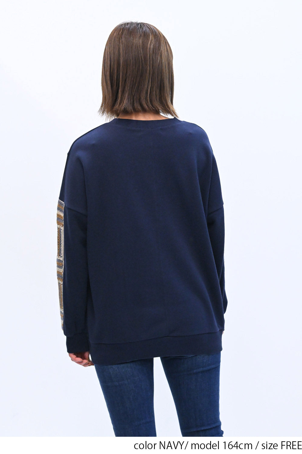 ≪SALE≫ Loose Tunic with Crochet Sleeve Fleece