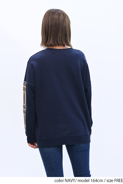 ≪SALE≫ Loose Tunic with Crochet Sleeve Fleece