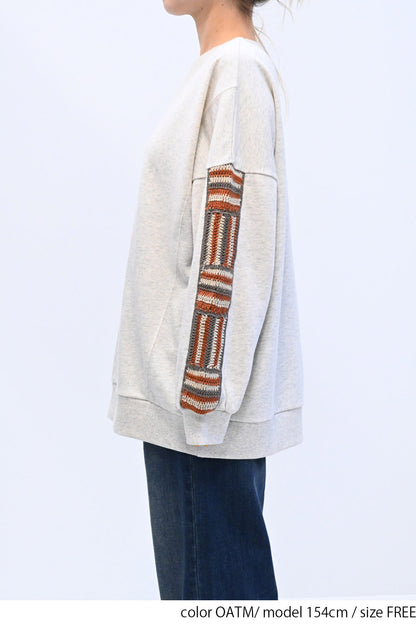 ≪SALE≫ Loose Tunic with Crochet Sleeve Fleece