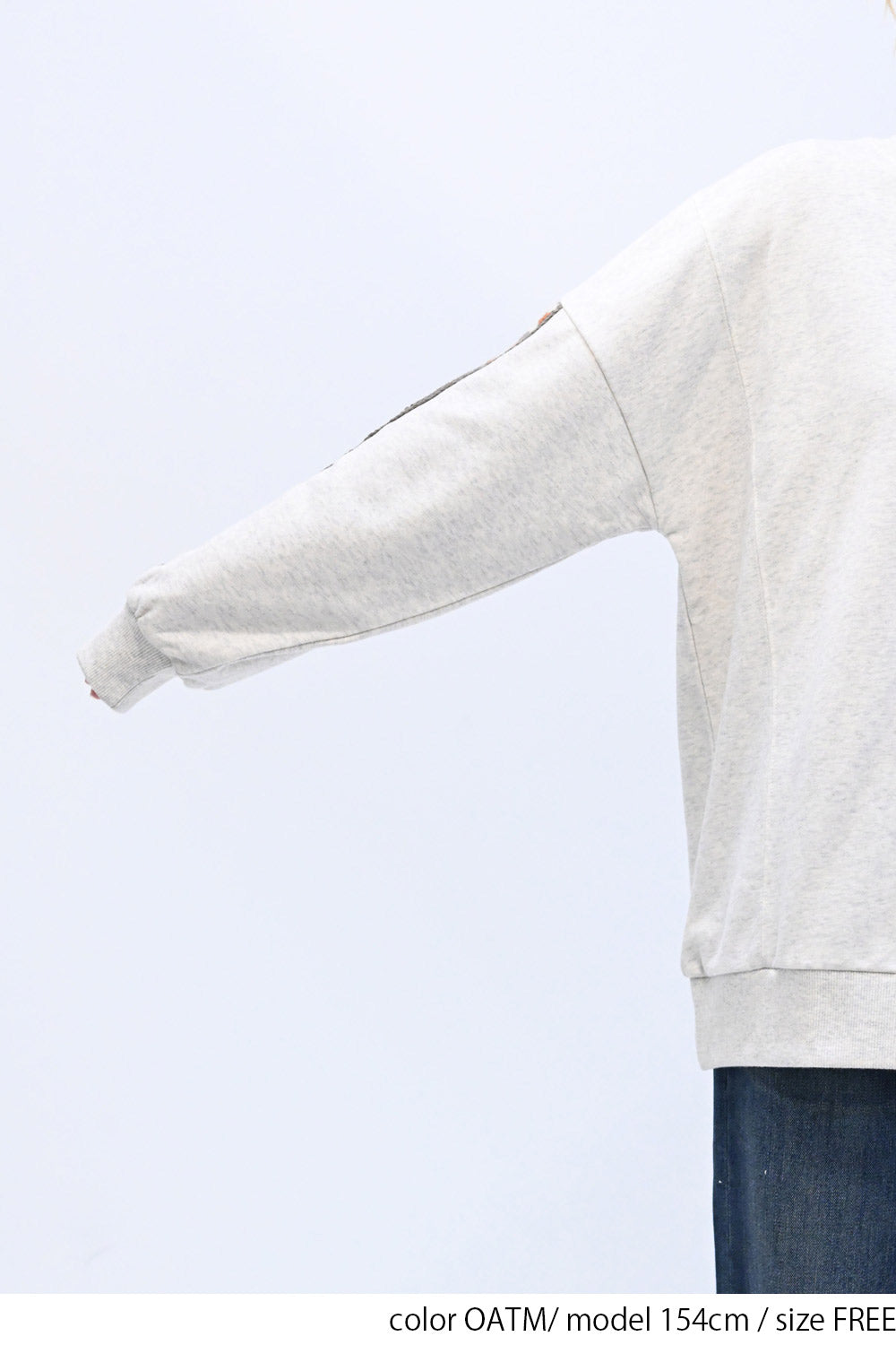 ≪SALE≫ Loose Tunic with Crochet Sleeve Fleece