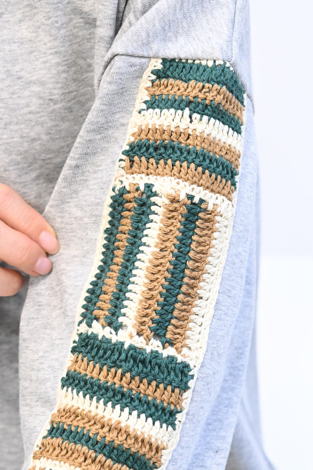 ≪SALE≫ Loose Tunic with Crochet Sleeve Fleece