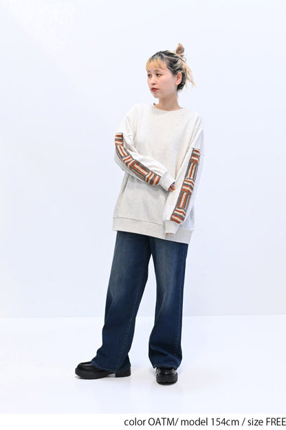 ≪SALE≫ Loose Tunic with Crochet Sleeve Fleece