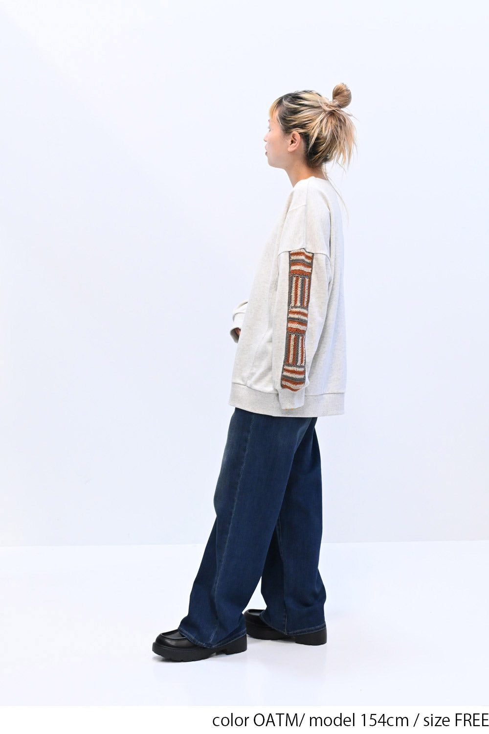≪SALE≫ Loose Tunic with Crochet Sleeve Fleece