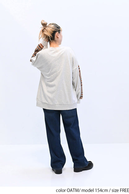 ≪SALE≫ Loose Tunic with Crochet Sleeve Fleece