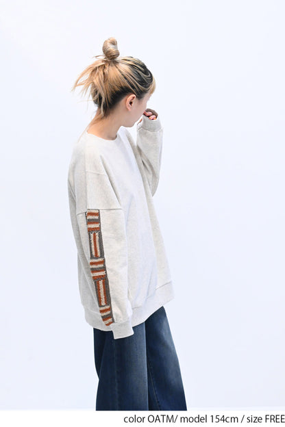 ≪SALE≫ Loose Tunic with Crochet Sleeve Fleece