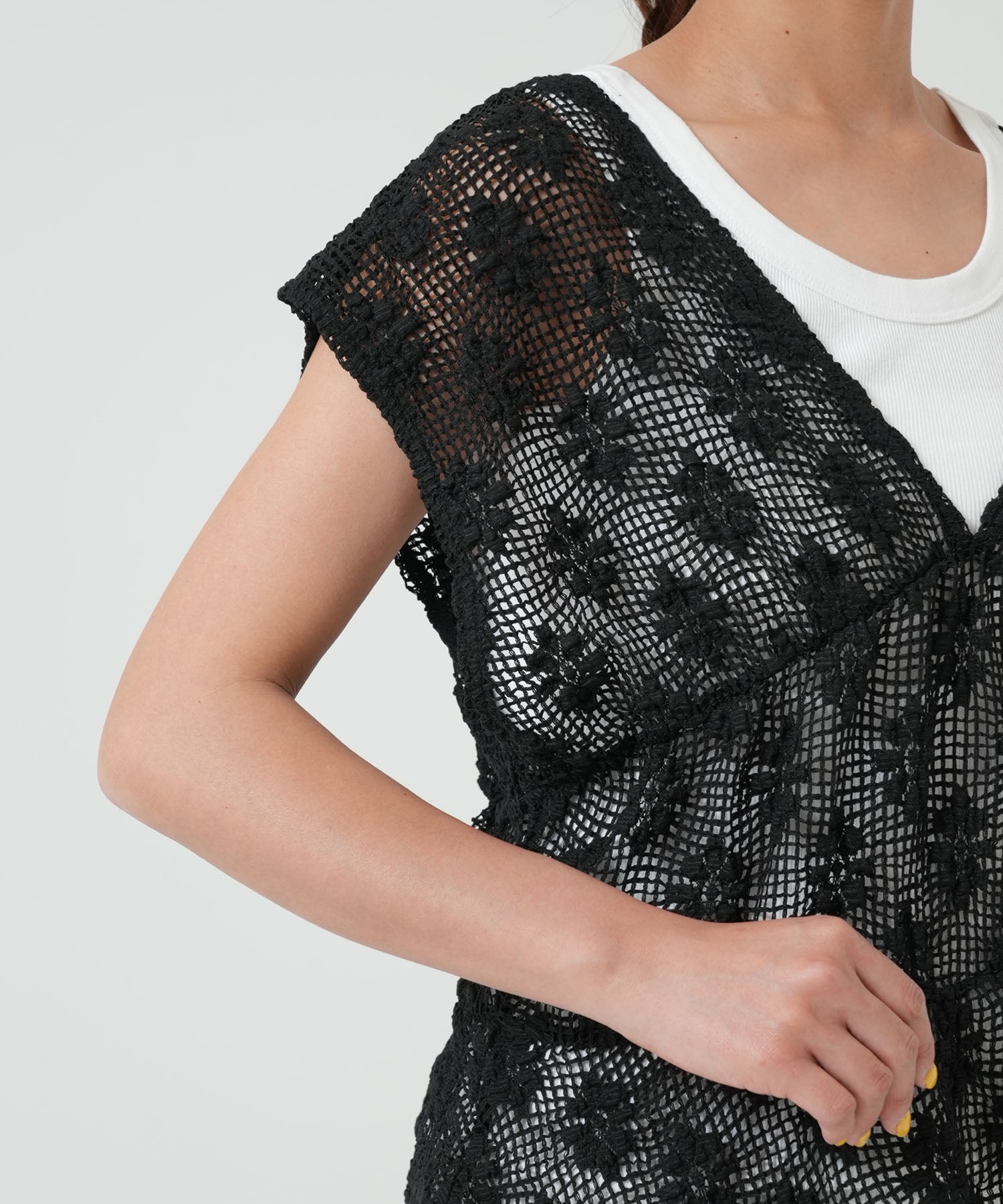 Shirred mesh bustier