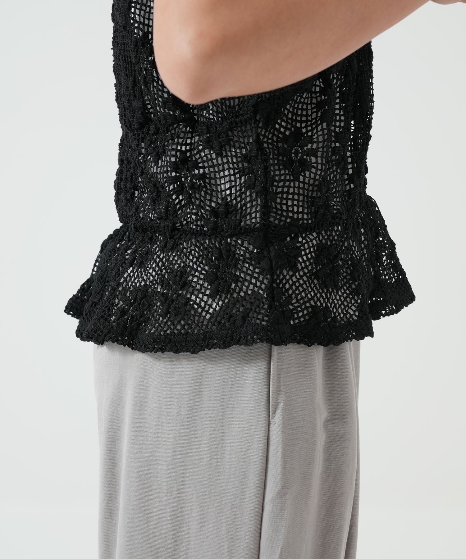 Shirred mesh bustier