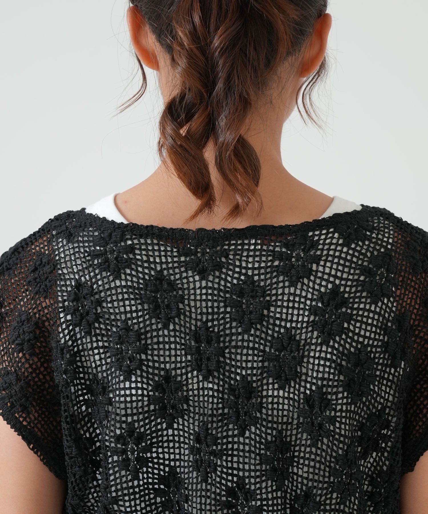 Shirred mesh bustier