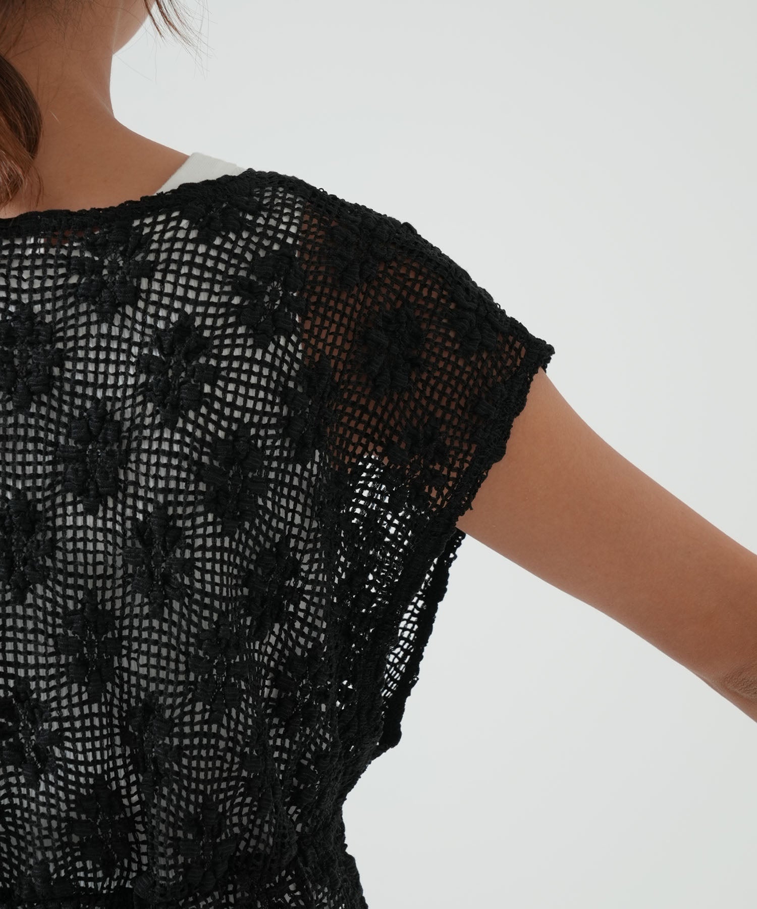 Shirred mesh bustier