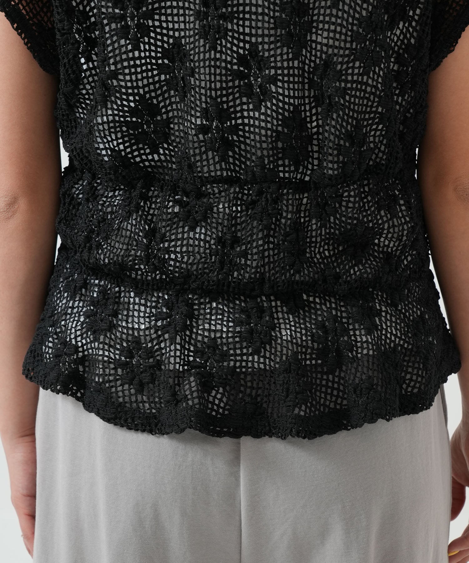 Shirred mesh bustier