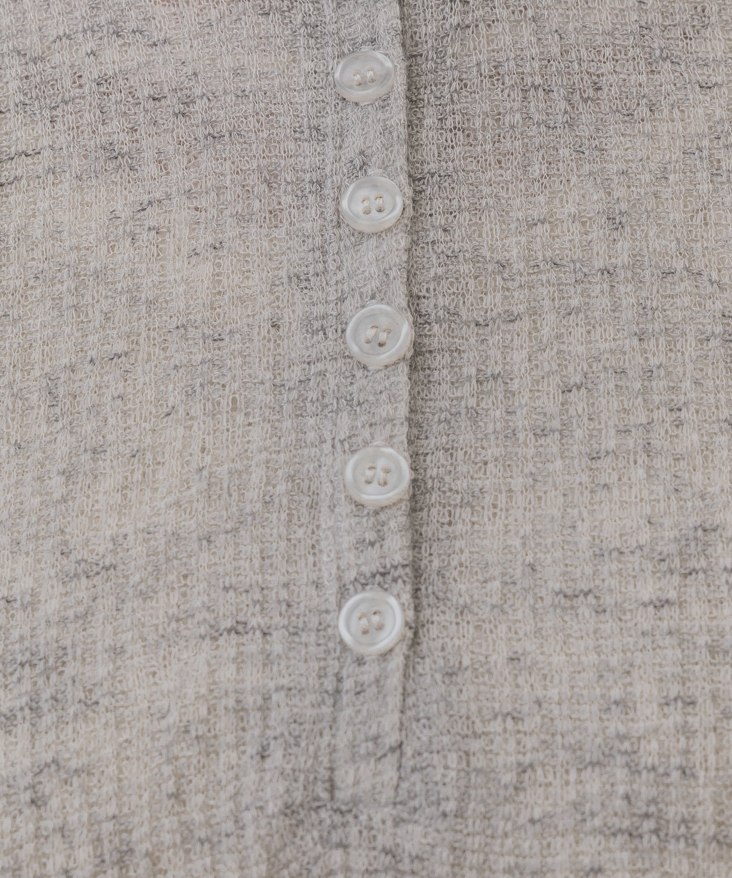  Sheer Waffle Henley Neck Loose Pullover