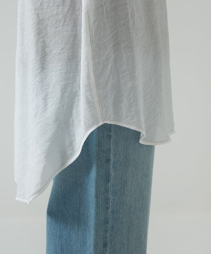 Color-contrast stitch sheer shirt