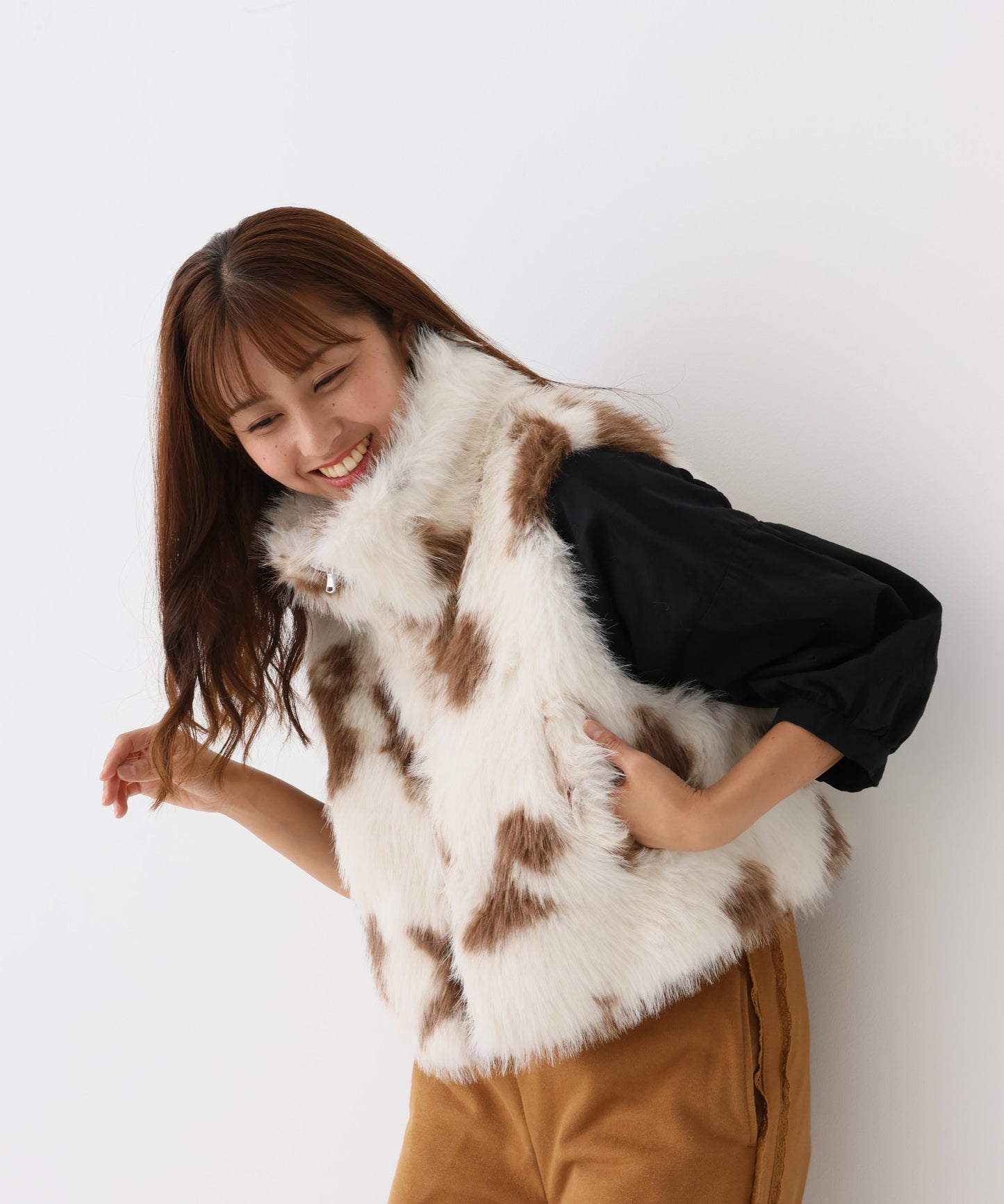 柄ブラウン / 162cm / FREE