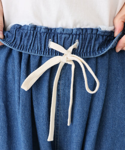 《近日発売》裾レースデニムイージーパンツ