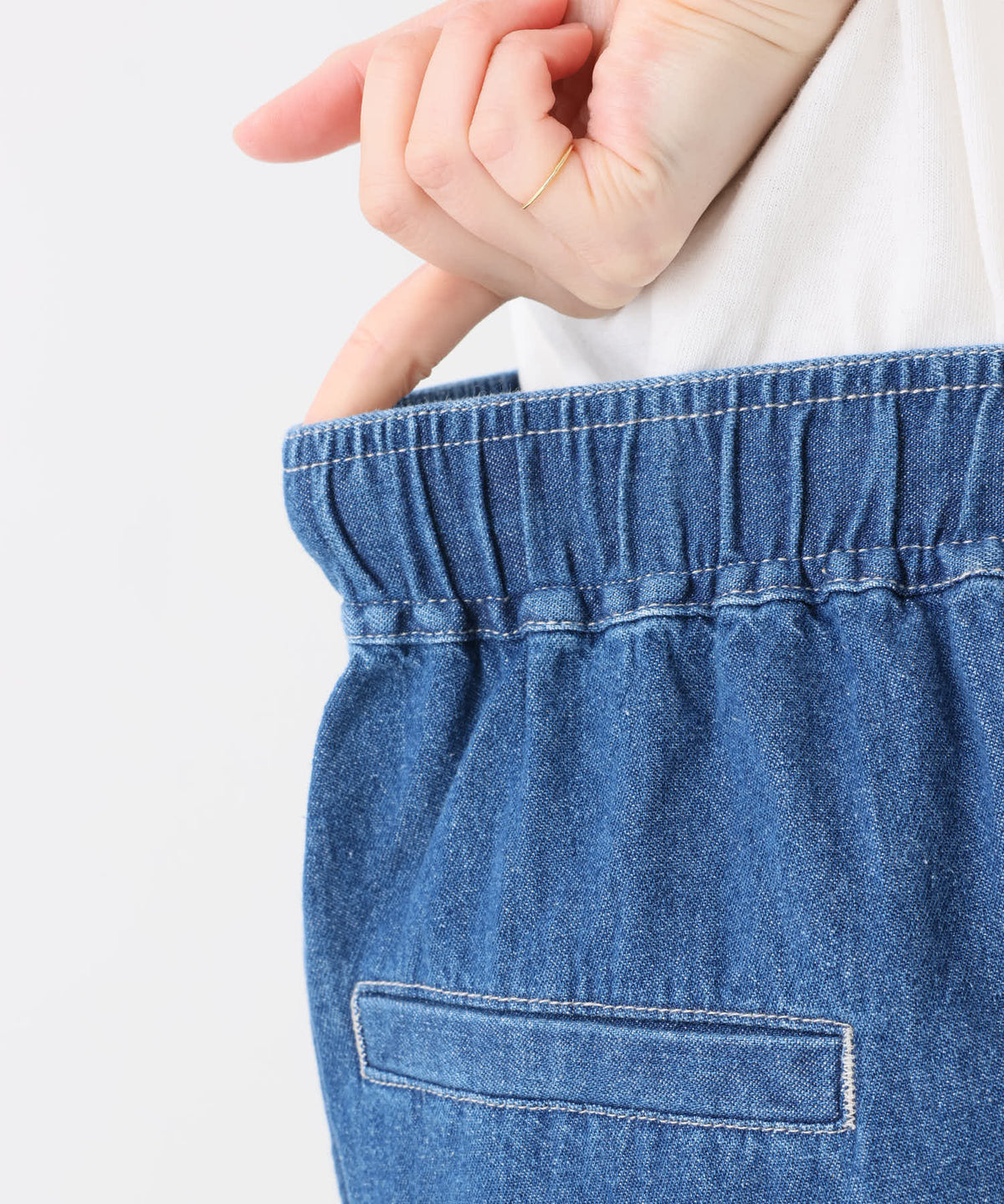 《近日発売》裾レースデニムイージーパンツ