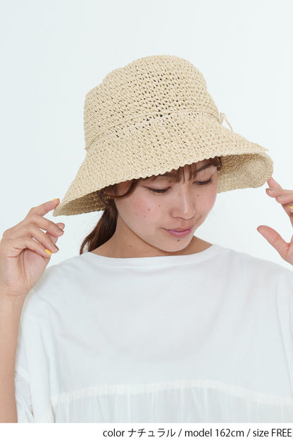シンプル細編みペーパーハットアクセサリー