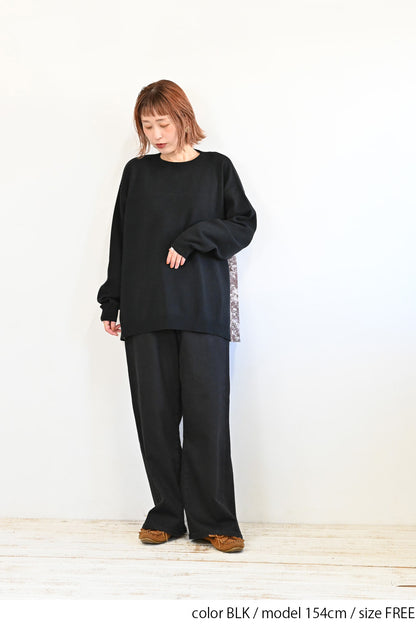 総柄切替ニットプルオーバー