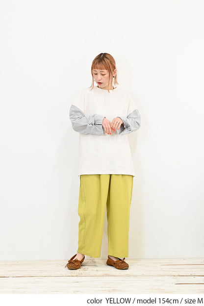 レーヨン混タックパンツ