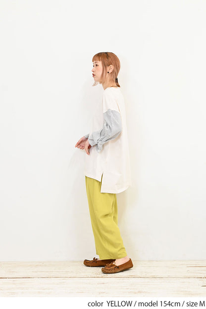 レーヨン混タックパンツ