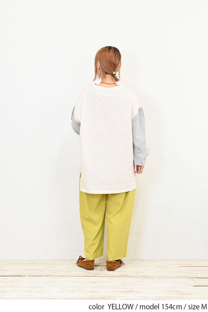 レーヨン混タックパンツ