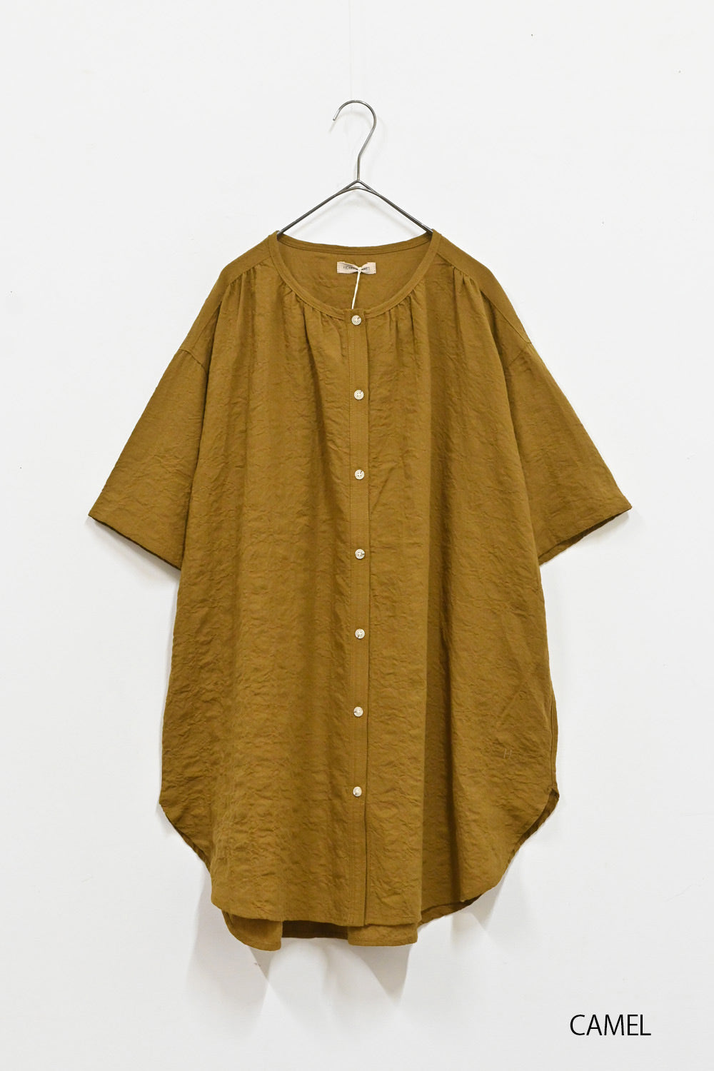 ≪SALE≫ふんわり半袖前開きギャザーチュニック – HEART MARKET